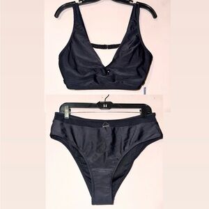 Cupshe Twist Bikini Mesh Trim Bottoms Matching Set Size L NWT!